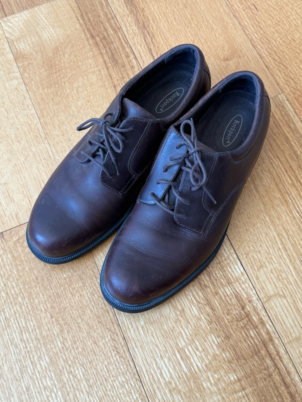 Rockport Men’s Leather Oxfords, Brown, Size 9.5 M